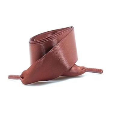 Imagem de Silk Satin Ribbon Shoelaces Width Flat Shoelace Boots Sneakers Colourful Laces For Shoes Accesories (Color : Brown, Size : 100cm)