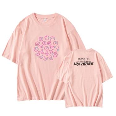 Imagem de Camiseta My Universe Merch estampada K-pop Support Star Style Camiseta algodão gola redonda manga curta, rosa, G