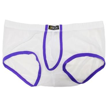 Imagem de TAIKMD Cueca boxer masculina transparente de malha transparente biquíni cintura baixa, Branco, M