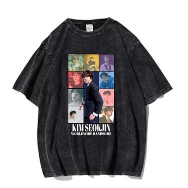 Imagem de Camiseta K-pop Jk Rm J-Hope, camiseta vintage estampada lavada streetwear camisetas vintage unissex para fãs, 4, P