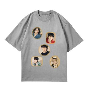 Imagem de Camiseta Txt Dream Week-5th 2024, camisetas soltas K-pop unissex com suporte superior, camisetas estampadas de algodão Merch, B Cinza, G