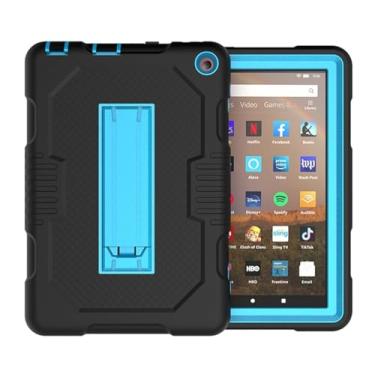 Imagem de Capa protetora para tablet Amazon Fire HD 8 HD8 Plus 2020 10ª geração com cores de sucesso Funda para Kindle Fire HD 8 2020 capas de 8 polegadas (preto e azul, para Fire HD8 Plus 2020)