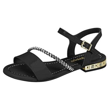 Imagem de Sandália Infantil Molekinha Verniz Tira Strass - Preto - 30