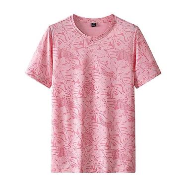 Imagem de Yoyorule Camiseta masculina leve de manga curta estampada casual de verão camisetas masculinas com gola redonda, Vermelho, G