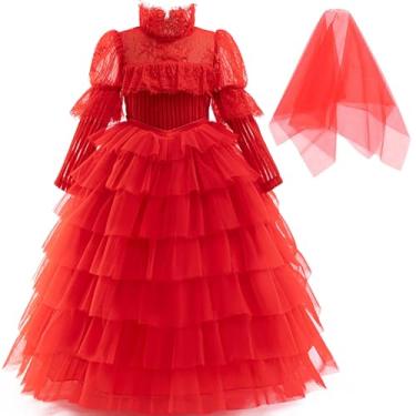 Imagem de Mukola Fantasia infantil Lydia para meninas fantasma noiva vermelha fantasia festa de aniversário cosplay 4-14 anos