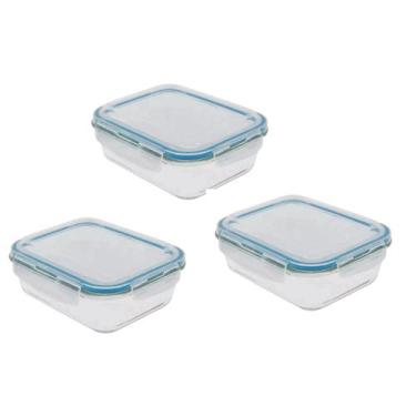 Imagem de Conjunto De Potes De Vidro Hermético 3 Pçs 1 Litro Marmita Frezeer For