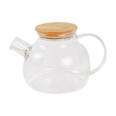 Imagem de Bule Chaleira Vidro Borossilicato Tampa Bambu Direto Ao Fogo 900ml Mul