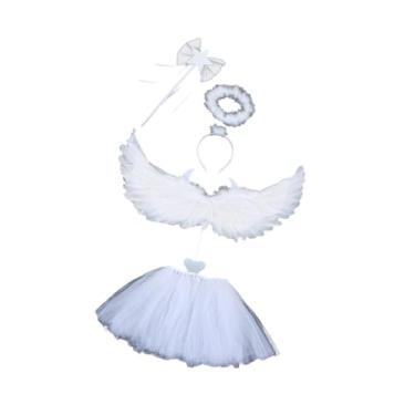 Imagem de simhoa Fantasia de Anjo para Meninas, Roupas de Halloween para Crianças, Brincadeiras de Faz de Conta, Branco