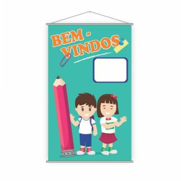 Imagem de Banner Escolar Pedagógico Bem Vindos 120X65Cm - Plimshop