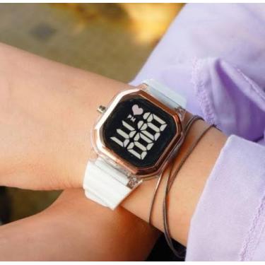 Imagem de Relógio Digital Led Esportivo Feminino Adulto e Infantil Quadrado Ajus