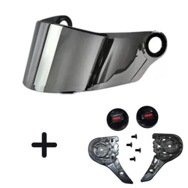 Imagem de Kit Botão + Viseira Prata Capacete Ls2 Ff358 FF396 Polivisor