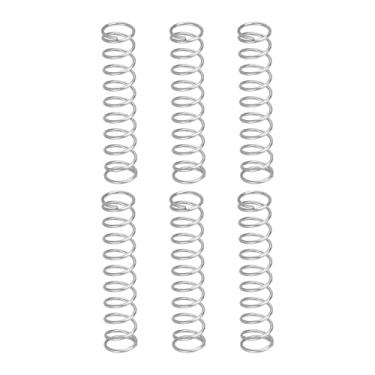 Imagem de uxcell 6 molas de compressão, 0,7 mm de diâmetro do fio x 7 mm OD x 30 mm de comprimento, mola de extensão de aço inoxidável 304, molas de pressão para reparos domésticos em lojas, prata