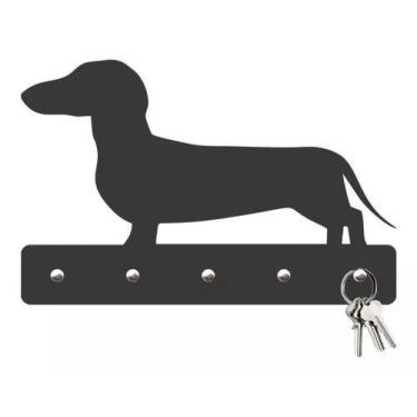 Imagem de Quadro Porta Chaves Cachorro Salsicha Mdf 3mm Vazado 20x10 Cor Preto F