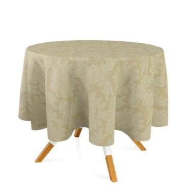 Imagem de Toalha de Mesa Redonda em Tecido Jacquard 100% Poliéster Medalhão Péro