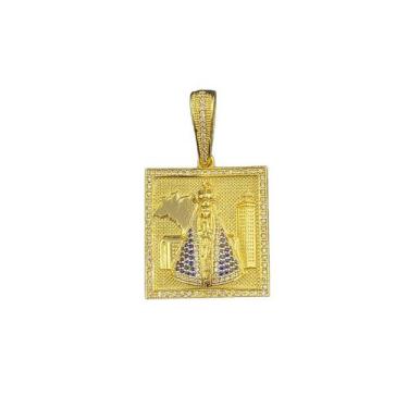 Imagem de Pingente nossa senhora igreja quadrado banhado a ouro 18k - ToJoia18k