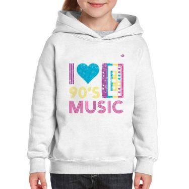 Imagem de Moletom Infantil I love 90's music - Foca na Moda, Branco, 4