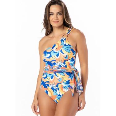 Imagem de Maiô com Saia e Bojo Maiô Vestido ombro só com Argola - Kosh, Azul, La