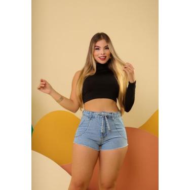 Imagem de Short jeans cintura alta - Blue jeans , Lavagem clara, 34,36,38,40,42,