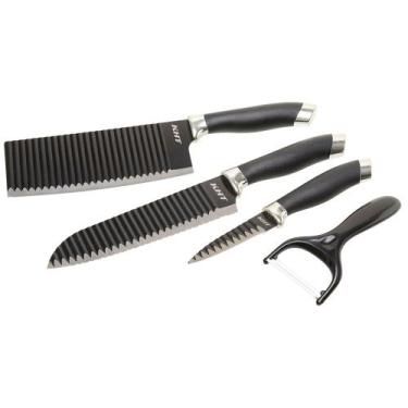 Imagem de Kit Jogo De Facas  Profissional Com 4 Peças Preta - KHT