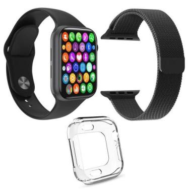Imagem de Kit 1 Relógio W34 S + Pulseira Aço Milanese + Case Preto - AQUILAE