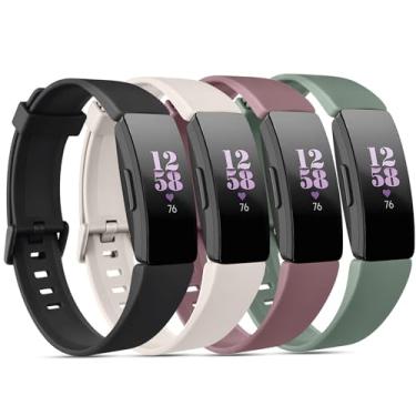 Imagem de Vancle Pacote com 4 pulseiras para Fitbit Inspire 2/Fitbit Inspire HR para mulheres e homens, pulseira esportiva de silicone macio ajustável para Fitbit Inspire 2/Inspire HR/Inspire/Ace 3/Ace 2