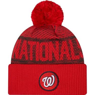 Imagem de New Era Gorro Washington Nationals Red Cuff Authentic Collection com pompom - Boné de malha com forro de lã MLB
