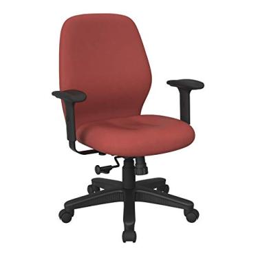Imagem de Office Star Cadeira ergonômica de mesa de escritório com encosto médio com controle de inclinação sincronizado 2-1 e braços acolchoados macios ajustáveis, tecido batom Dillon