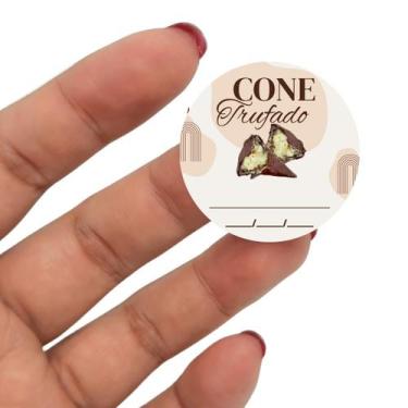 Imagem de 250 Adesivos  Etiqueta Cone Trufado   Redondo 3 Cm  - 4Food Print 