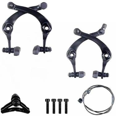 Imagem de Par Kit Freio Bike Bmx U-break Bicicleta Alumínio Cabos Sapata Ferradu