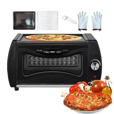Imagem de KKSOUFX Forno elétrico para pizza de 15 litros, forno interno, com 2 em 1, máquina de fazer pão Chapati Roti/Lahmacun/Manakish Naan, controle de temperatura de 0 a 380 ℃, capacidade de 15 litros