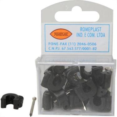 Imagem de Grampo Fixa Fio Romeplast 07Mm Preto Com 15 Pecas