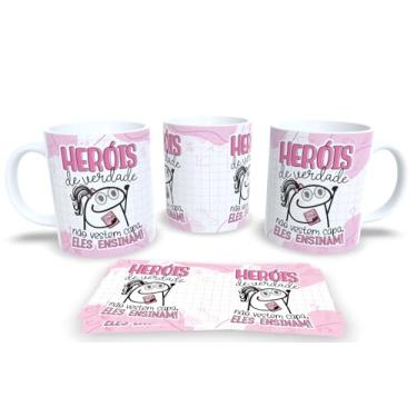 Imagem de Caneca de Porcelana Personalizada dia da Professora ComFrases Engraçadas e Divertidas (Herois de verdade)