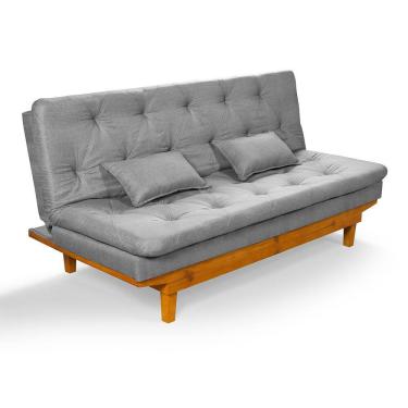 Imagem de Sofá Cama Caribe 3 Lugares Reclinavel Revestido Linho Base Madeira