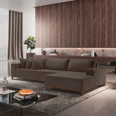 Imagem de Sofá Grécia 4 lugares com Chaise Veludo 2,70M