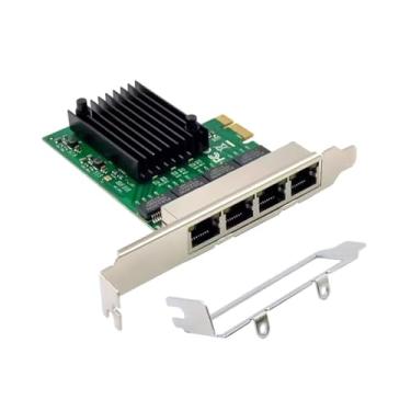 Imagem de Placa adaptador de rede Gigabit Ethernet PCI-Express X1 de 4 portas RJ45 LAN Ethernet LAN NIC Card