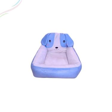 Imagem de Cama Pet Para Cachorro e Gato Grande com Cabeceira, Conforto e Estilo para Seu Pet, Cama Antialérgica e Lavável (Azul Com Branco, G)