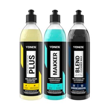 Imagem de Kit Cuidado Automotivo Polimento e Tratamento e Makker + Carnauba Plus + Blend Black Vonixx