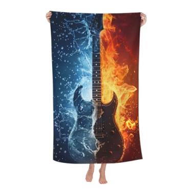 Imagem de dhakalrlde Toalha de praia para guitarra – 81 × 132 cm em microfibra secagem rápida à prova de areia leve toalha de banho para mulheres adultos crianças, toalhas de viagem de pelúcia macia absorvente