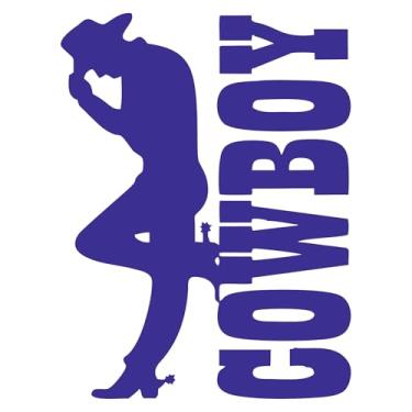 Imagem de Adesivo Country Silhueta Cowboy Estilo Fazenda para Moto Carro Caminhonete Parede Ambientes Temáticos (AZUL MARINHO, 413x55cm)