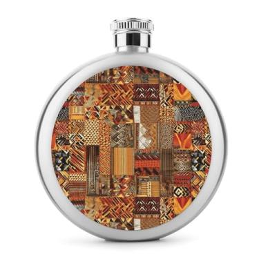 Imagem de Cantil de aço inoxidável, africano, têxtil, patchwork, impressão, clássico, cantil, cantil, viagem, portátil, cantil de metal