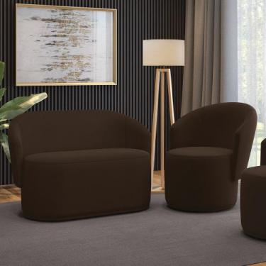 Imagem de Sofá Namoradeira e Poltrona Orgânica para Sala Malu Suede M11 - D'Ross