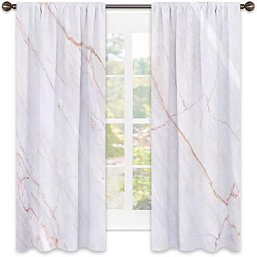 Imagem de Cortinas blecaute de mármore – Cortinas de quarto e sala de estar com isolamento térmico, economia de energia e redução de ruído, L 106 x C 150 cm