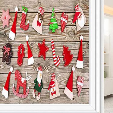 Imagem de Película de janela de privacidade de Natal, impressão de estilo natalino, filme de vidro para sala de estar e escritório em casa, L90 x C 190 cm