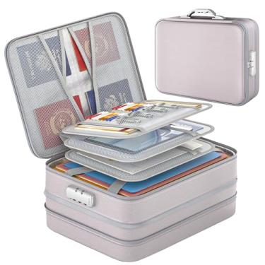 Imagem de Nacial Caixa de documentos à prova de fogo de 2,871 °C com fechadura, organizador de documentos expansível, caixa impermeável à prova de fogo com isolamento térmico para armazenamento de arquivos