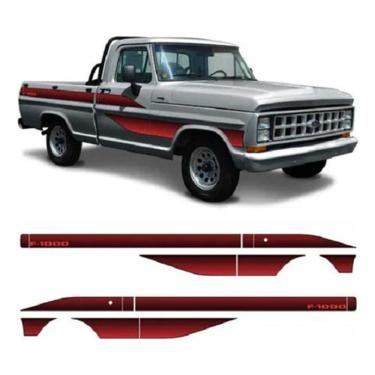 Imagem de Kit Adesivo Ford F1000 Faixa Lateral 87 88 89 90 Vermelho