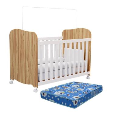 Imagem de Berço Americano Uli Branco Brilho/amêndoa Com Colchão Baby Physical - Móveis Peroba