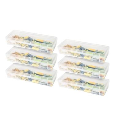 Imagem de Estojo de lápis Iris USA Recipiente de armazenamento para organizar com tampa de encaixe, pacote com 6, bolsa de plástico empilhável de grande capacidade para artesanato hobby materiais de arte