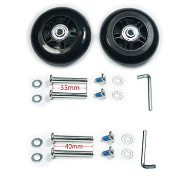 Imagem de GSHFIGHTING Rodas de substituição de malas silenciosas resistentes ao desgaste com kits de reparo de skate externo em linha ABEC 608zz para skate externo (preto, OD84 mm x L 24 mm x ID6 mm eixos 35/40