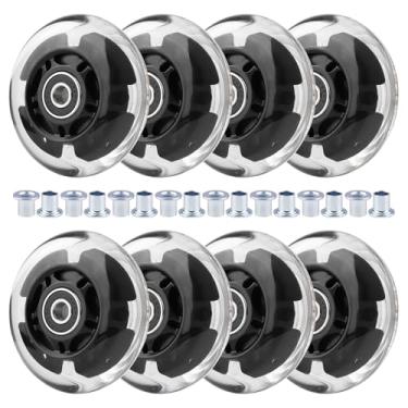 Imagem de Wheelgoo 8 rodas de skate em linha 64/70/72/76/80 mm com buchas 85-88A para crianças e jovens iniciantes patins em linha para uso interno/externo (preto, 76 mm)