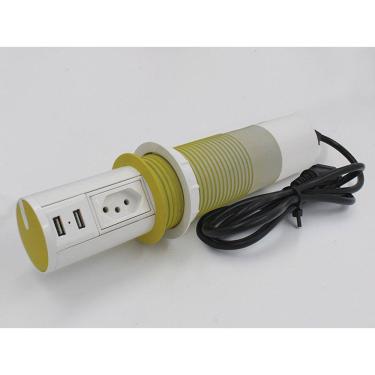 Imagem de Mini Torre Totem Automatico 1 Tomada 10a 2 Usb - Branco com Verde Claro